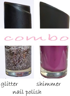 Luipui brown glitter and purple shimmer nail paint pack of 2 BROWN, purple