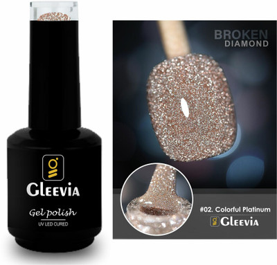 Gleevia Colorfull Disco Reflective Glitter UV Gel Polish UV/LED Cured R2 - 15ml Bottle Shade Code - R2