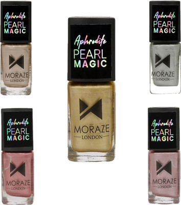 MORAZE High Gloss Glitter Nail Polish Quick Dry & Long Lasting 5 ml each Multicolor Glitter Nail Polish(Pack of 5)