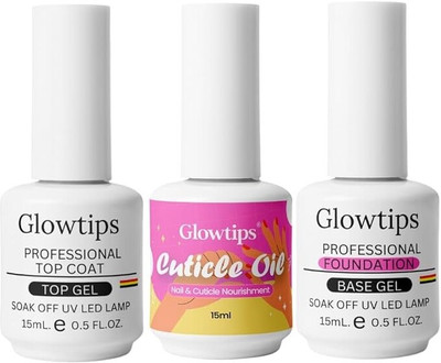 Palmskin Professional UV Gel Nail Polish,Glossy Oil free and top coat base coat,oil 15ML transperant(Pack of 3)