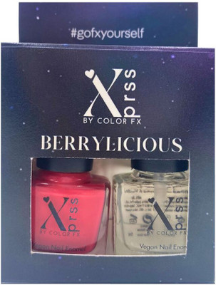 Color Fx New York Xprss Glossy Nail Paint Pink Color With Gel Finish Top Coat mini Strawberry Pink(Pack of 2)