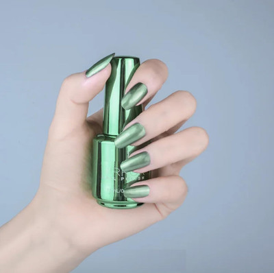 HUZURLU Magic Mirror Effect Chrome Nail Art Paint Metallic GREEN