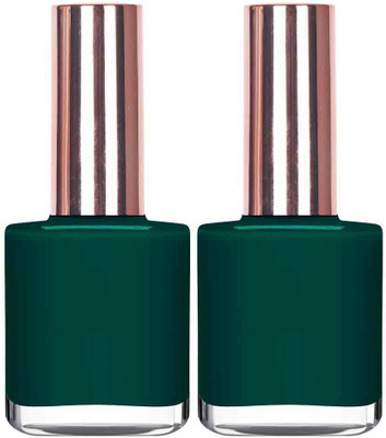 GABBU Smooth Finish Nail Paint dark green(Pack of 2)
