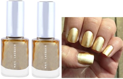 tanvi27 Combo One Coat Long Lasting Quick Dry Chip Resistant Nail Polish Metallic gold Metallic gold(Pack of 2)