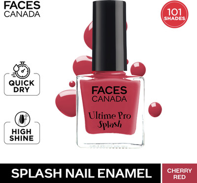 FACES CANADA Ultime Pro Splash Nail Enamel | Glossy | Quick Drying | Long Lasting | 8ml, Cherry Red 110