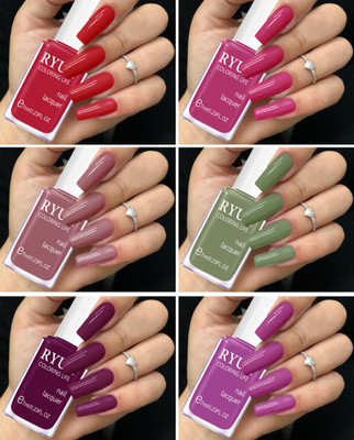 RYUK Dazzling Nail Polish Set: 6-Piece Collection for Eleganc Multicolor(Pack of 6)
