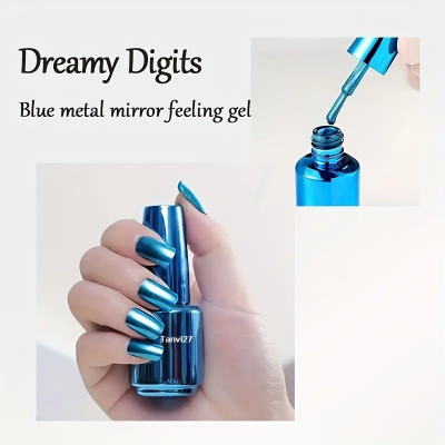 tanvi27 Quick Drying And Metal Effect Metallic Mirror SkyBlue Nail Polish Sky Blue