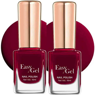 Emijun DARK RED COLOR QUICK DRY SOFT BRUSH GLOSSY SHINE NAIL POLISH COMBO DARK RED(Pack of 2)
