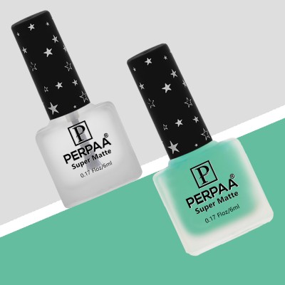 Perpaa Super Matte Quick-Dry Nail Polish for Women,combo 9 (6ml each) Sea Green, Transparent(Pack of 2)