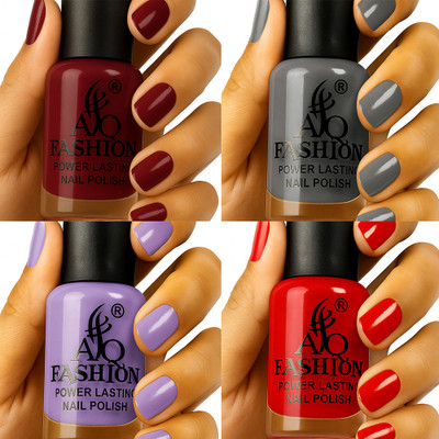 AQ FASHION Long Lasting quick dry Nail Polish New collection Set A151 Multicolor(Pack of 4)