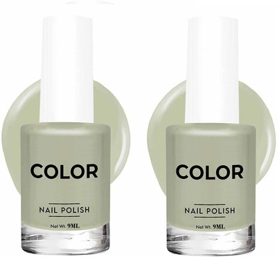 YAWI NEW SHINE GLOSSY MATTE NAIL PAINT FOR NEW COLOR LONG LASTING , SMOOTH BRUSH GREEN MIST(Pack of 2)