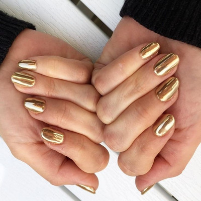 HUZURLU Mirror Effect Chrome Nail Art Paint Metallic Golden Golden