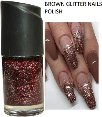 Luipui BROWN COLOUR GLITTER NAILS POLISH PACK OF 1 BROWN