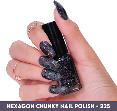 BEROMT HEXA HOLO CHUNKY NAIL POLISH - BNP 225 Gray
