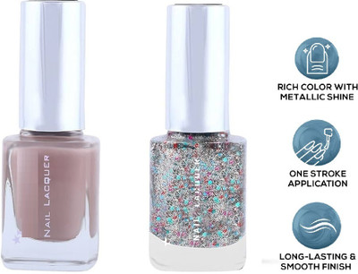 HUZURLU Chip-Resistant Free from Harmful Chemicals Quick-Dry Nail Paint MULTI(Pack of 2)