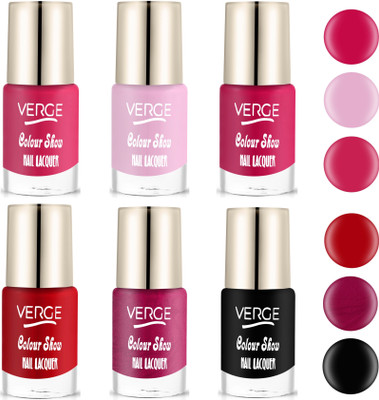 VERGE Colour Show HD Nail Lacquer (NO FADING & NO CHIPPING) (Pack of 6) CS6 (96) CS6_96(Pack of 6)