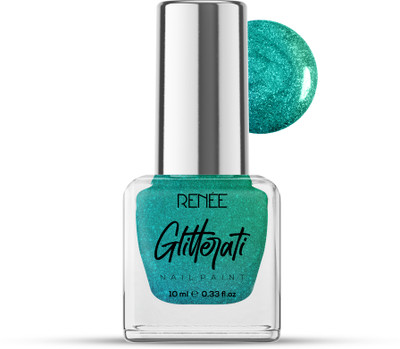 Renee Glitterati Nail Paint Turquoise Hue | Chip Resisting Formula with High Glitter Turquoise Hue