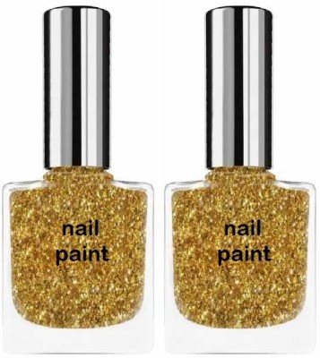 MYEONG Nail Lacquer, shimmer Finish Nail Polish Golden(Pack of 2)