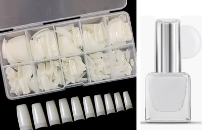 GABBU Long Lasting Quick Dry & Cruelty-Free Glossy Nail Paint white white(Pack of 2)