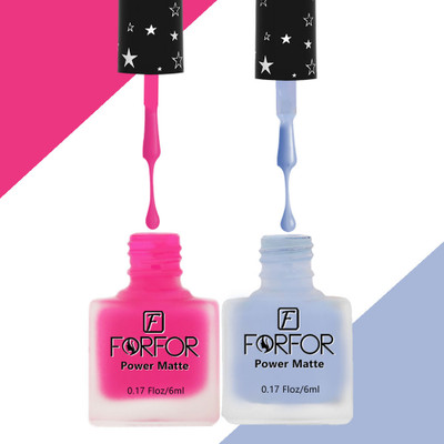 FORFOR Power Matte HD Colors Long Lasting Non Toxic Professional Set of 2 Nail Polish Hot Magenta,Ice Blue(Pack of 2)