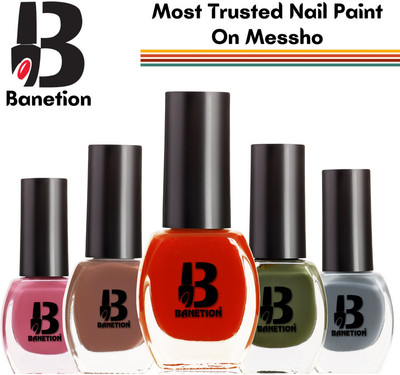 Banetion premium Collection Nail polish combo < 04 Grey & Redmatte(Pack of 6)