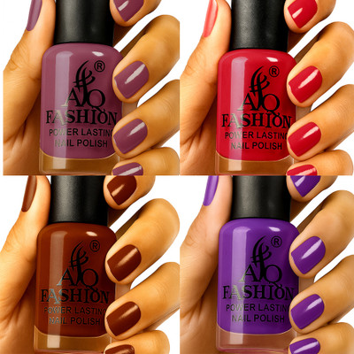 AQ FASHION Long Lasting quick dry Nail Polish New collection Set A188 Multicolor(Pack of 4)