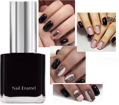 tanvi27 Quick drying, Long-Lasting Nail Polish with Glossy Gel Finish Glossy Black