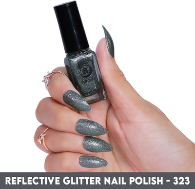 BEROMT REFLECTIVE GLITTER NAIL POLISH - BNP 323 Grayish Silver