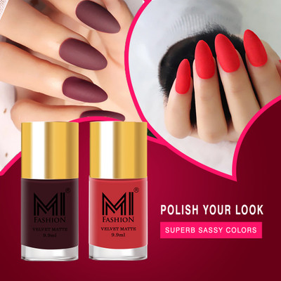 MI FASHION Make A Statement With Matte Nail Polish Combo Pack Wine,Peach(Pack of 2)