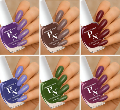 HIGHLIGHT NAILS New Exclusive Range Combo 6 Nail Paints/Nail Polish First Chat(Pack of 6)