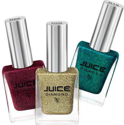Juice Nail Paint Combo 12 Berry Shimmer - D02 Diamond, Magic Crystal - D08 Diamond, Aquamarine Crystal - D10 Diamond(Pack of 3)