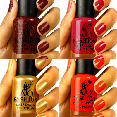 AQ FASHION Long Lasting quick dry Nail Polish New collection Set A215 Multicolor(Pack of 4)