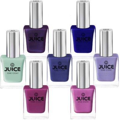 Juice Cocktail Combo Pack Long Lasting, Waterproof Nail Enamel Pink07, Sky Blue80, Violet88, Navy117, Grape141, Magenta194, Lavender269(Pack of 7)