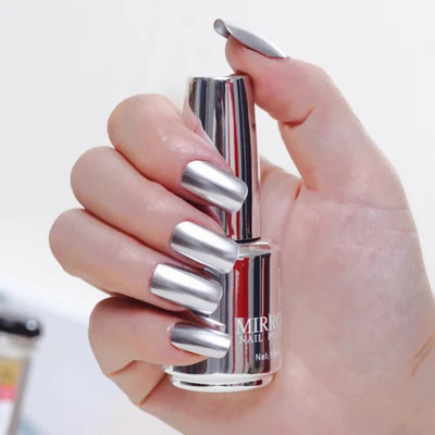 EVERERIN Quick Drying Lasting Metallic Mirror Effect Nail Art Polish SILVER
