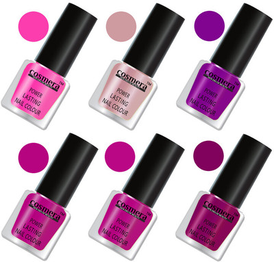 COSMERA Super Stay High Shine Quick Dry Nail Polish Combo Set of 6 N1 Multicolor(Pack of 6)
