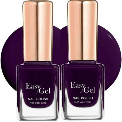 Emijun Soft Smooth Unique Glossy Nail Polish Combo Dark purple(Pack of 2)