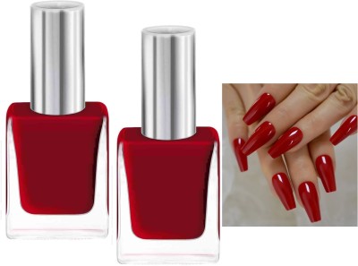 Emijun INSTANT NAIL PAINT FOR STYLING NAILS QUICK DRYING RED COMBO RED(Pack of 2)