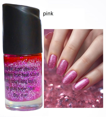 Luipui pink color glitter nails paint pack of 1 PINK