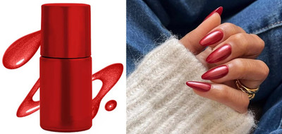 HUZURLU METALLIC NAIL POLISH NAIL PAINT RUBY RED