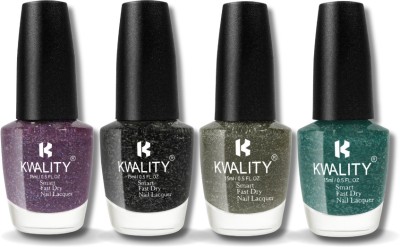 Kwality W7 Nail Paint For Women, Nail Paint Combo Kit Set Of 4, Quick Drying Nail Polish Highly Pigmented & Long Lasting Enamel, Chip Resistance- 4x15 ml GLITZ(Pack of 4)
