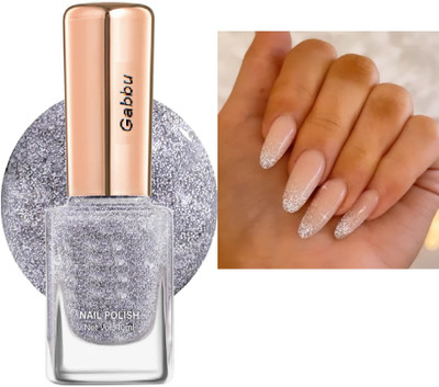 GABBU Glittering Metallic Shine Nail Paint with Quick-Dry Formula Silver moon
