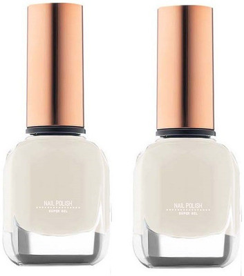 MYEONG Flexible Brush & Long Stay Nail Color Polish White(Pack of 2)