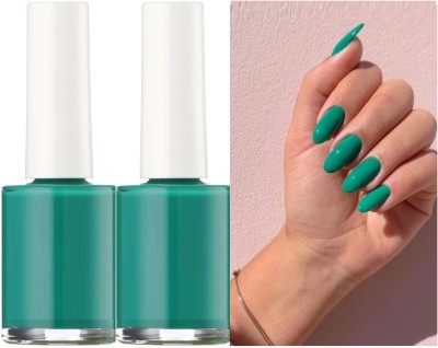 HUZURLU High Pigmented & Long Stay Unique Dull Matte Finish Nail Polish Combo Silly Green(Pack of 2)