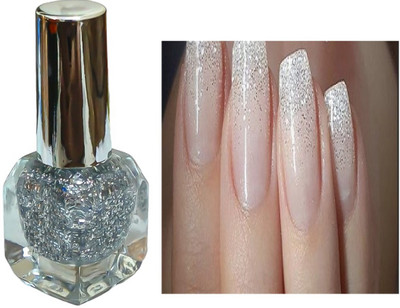 Luipui silver color sparkle nail polish best long lasting pack of 1 SILVER