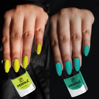 Perpaa Trendy High Shine Non Toxic Pressional Nail Polish,C 38 (5ml each) Neon,Green(Pack of 2)