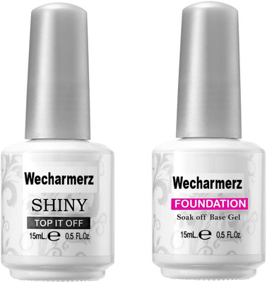 WECHARMERZ PROFESSIONAL Base Coat And Top Shiny UV/LED, Finish Gel Polish (Pack of 2) Transparent