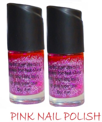 Luipui BEST GLITTER NAIL POLISH TRENDING COMBO PINK(Pack of 2)