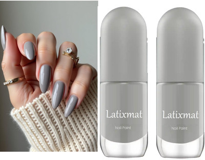 Latixmat Long-Lasting & Chip-Resistant nail polish grey(Pack of 2)
