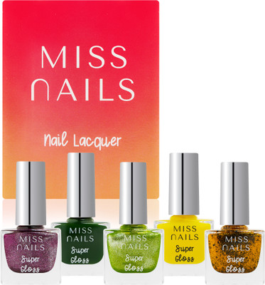 Miss Nails Super Gloss Set of 5 Combo SG04 Multi(Pack of 5)