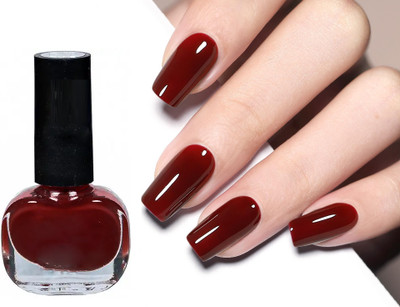 tanvi27 Glossy Finish Shine Dark redLong Lasting Nail Polish Dark red